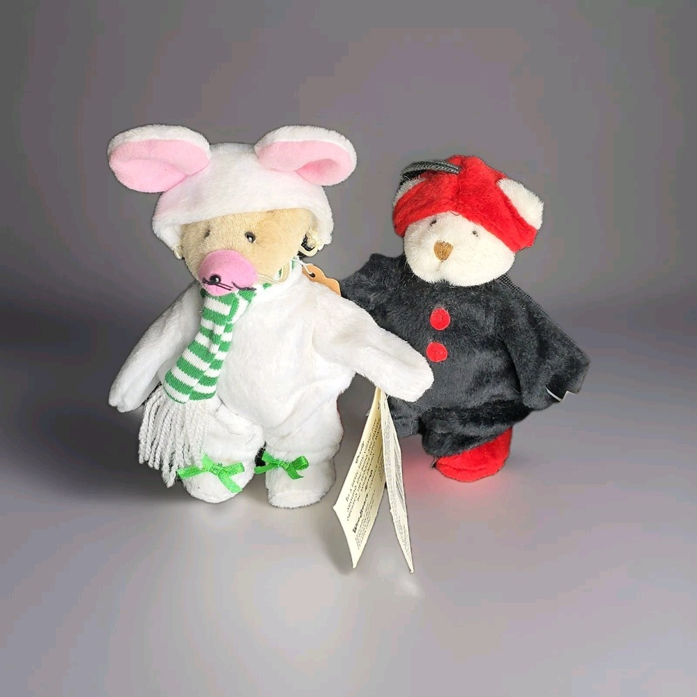 1995 Ganz Wee Bear Village Plush Lot of 2 – Bunny & Ladybug Bears w/ Tags
